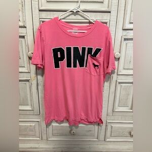 PINK Victoria's Secret Bubblegum Pink Tee with Black Logo